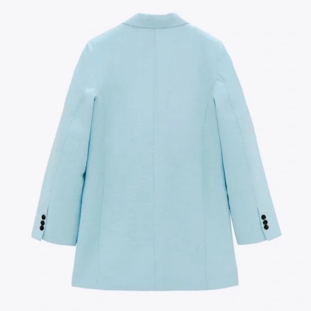 Zara Turquoise Blue Long Oversized Boyfriend Blazer bloggers favorite - Picture 12 of 15